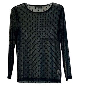 Liv By Habitat Clothes Mesh Sheer Long Sleeve Polka Dot Top Small